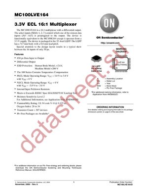 MC100LVE164FAR2 datasheet  